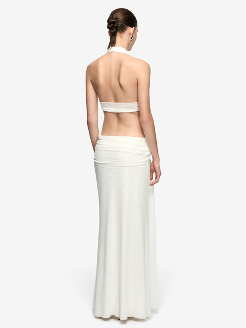CHARLIZE HALTER MAXI DRESS - IVORY
