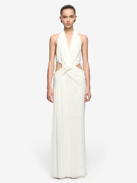 CHARLIZE HALTER MAXI DRESS - IVORY