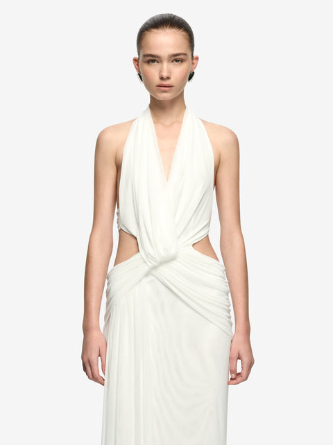CHARLIZE HALTER MAXI DRESS - IVORY