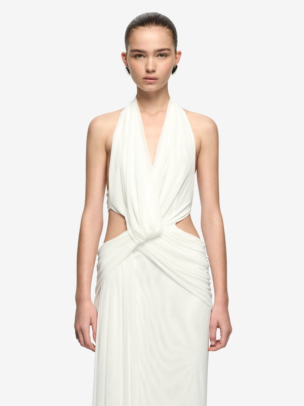 CHARLIZE HALTER MAXI DRESS - IVORY