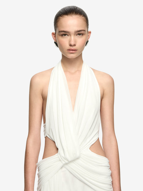 CHARLIZE HALTER MAXI DRESS - IVORY