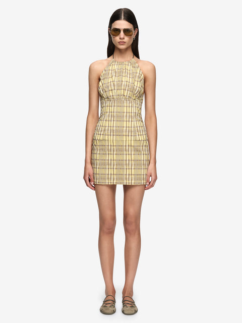 TESSELLATE MINI DRESS - CITRUS/TAUPE