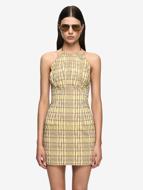 TESSELLATE MINI DRESS - CITRUS/TAUPE