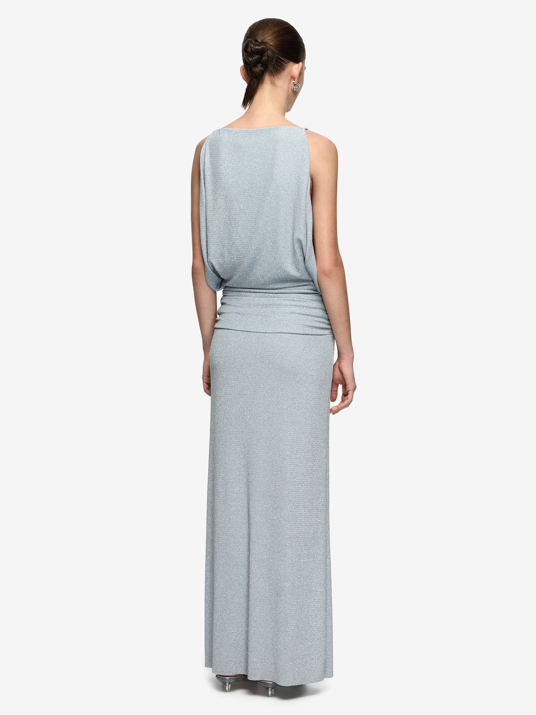 POINT BREAK MAXI DRESS - GREY BLUE LUREX