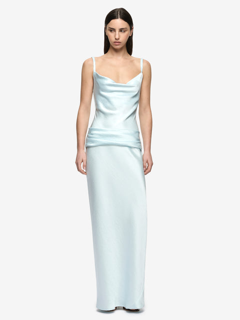 MELODY COWL NECK MAXI DRESS - ARCTIC BLUE
