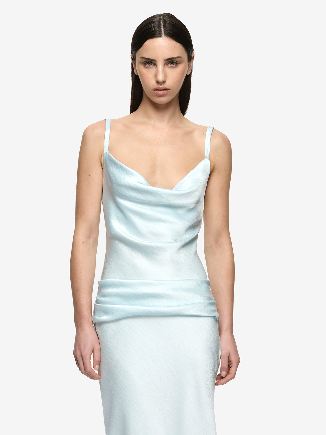 MELODY COWL NECK MAXI DRESS - ARCTIC BLUE