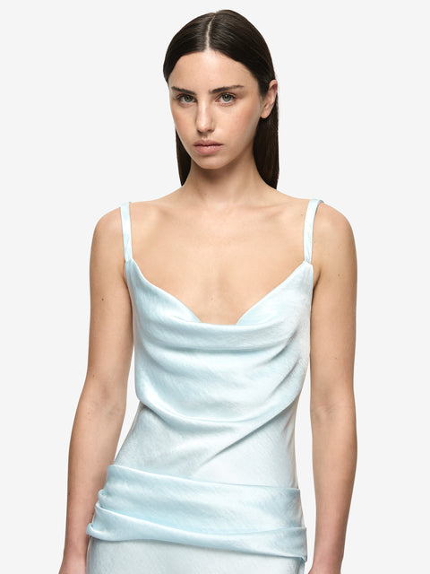 MELODY COWL NECK MAXI DRESS - ARCTIC BLUE