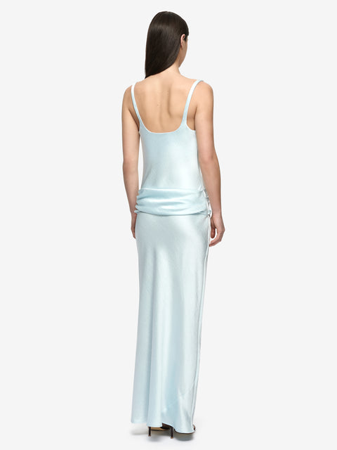 MELODY COWL NECK MAXI DRESS - ARCTIC BLUE