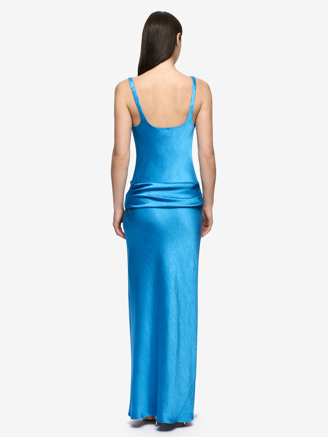 MELODY COWL NECK MAXI DRESS - MID BLUE