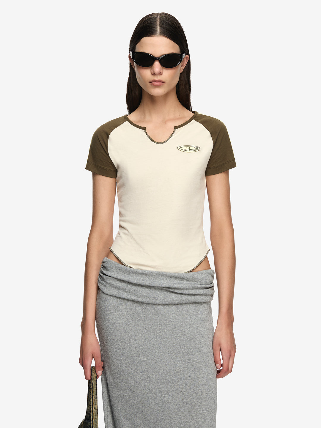 SURF BREAK TEE - CREAM/KHAKI