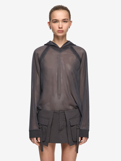KENZA LONG SLEEVE HOODIE - CHARCOAL