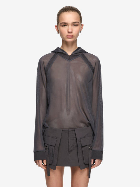 KENZA LONG SLEEVE HOODIE - CHARCOAL