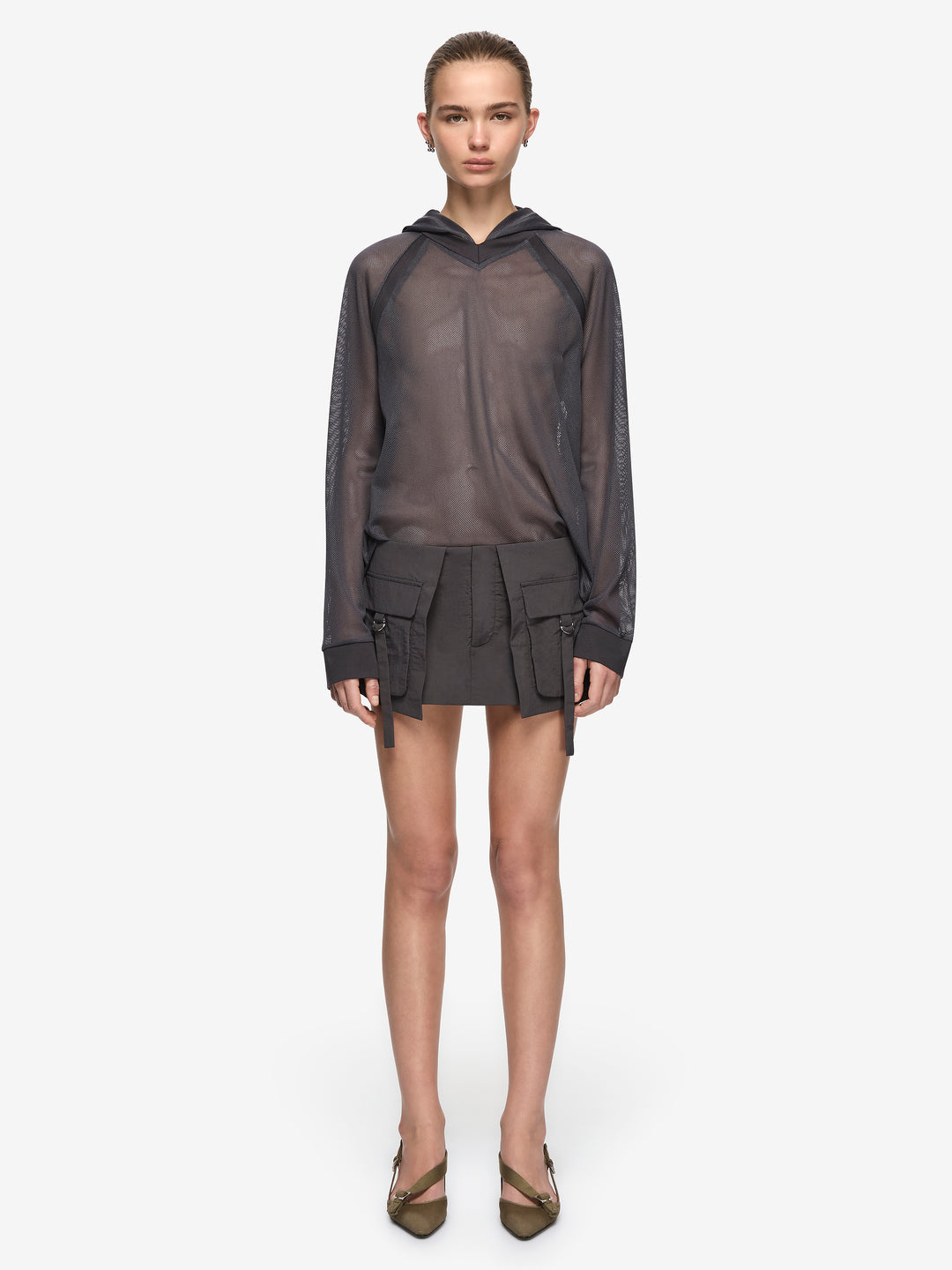 KENZA LONG SLEEVE HOODIE - CHARCOAL