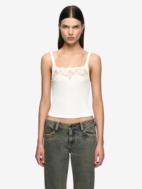 DELMARE LACE SINGLET - IVORY/IVORY