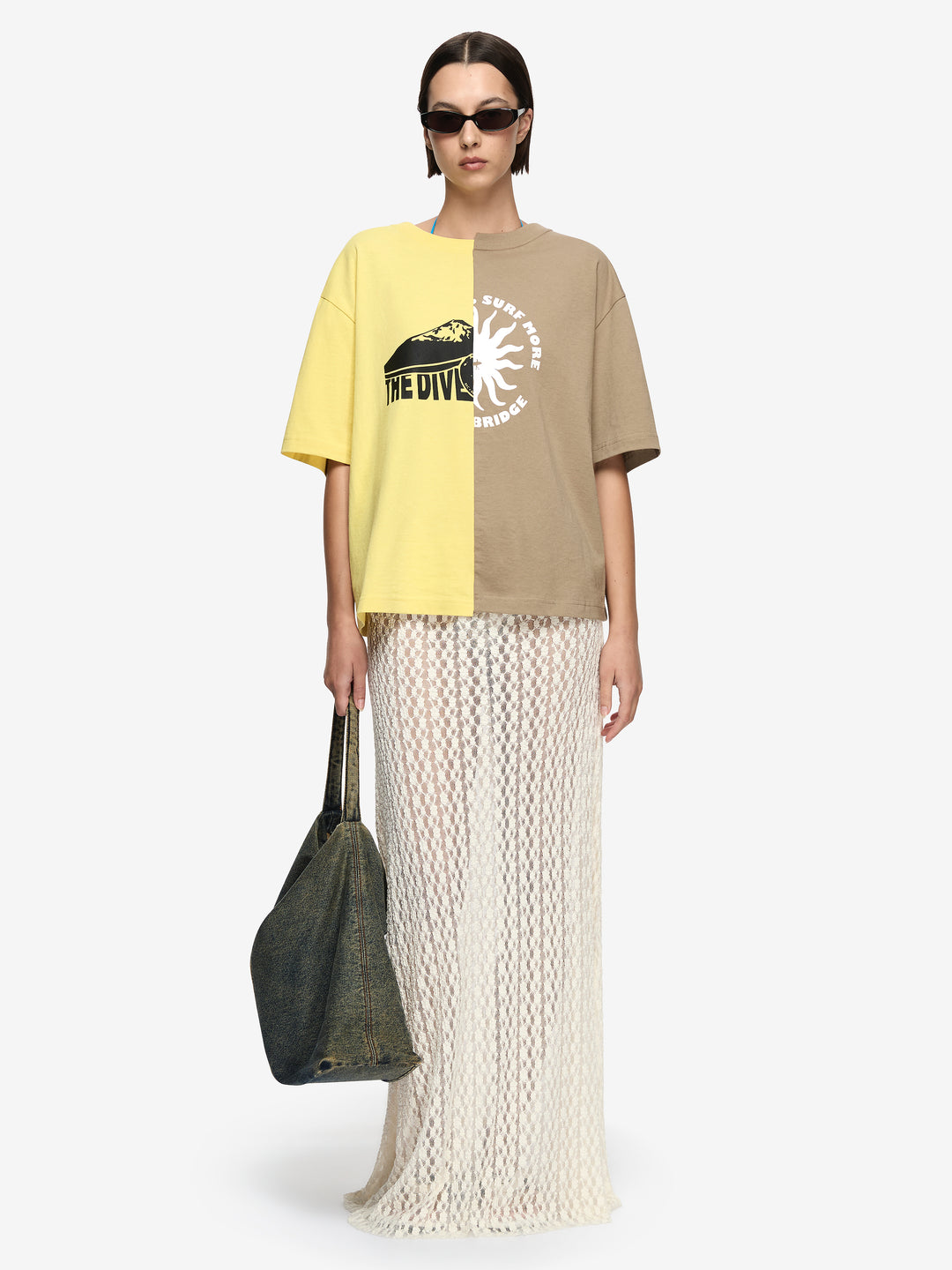 SURF MORE TEE - CITRUS/TAUPE