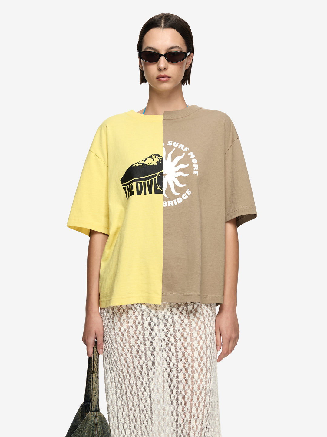 SURF MORE TEE - CITRUS/TAUPE
