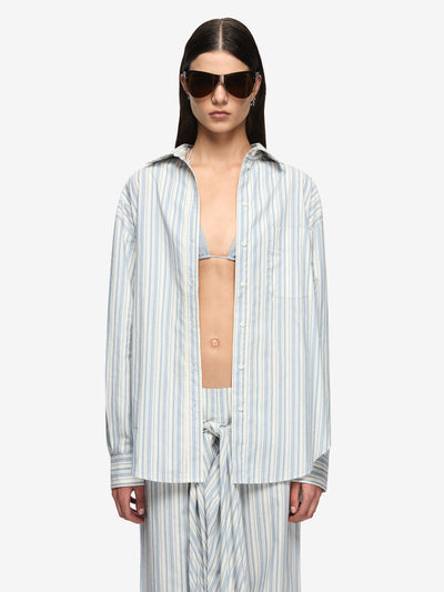 BAY SHIRT - BLUE/IVORY STRIPE
