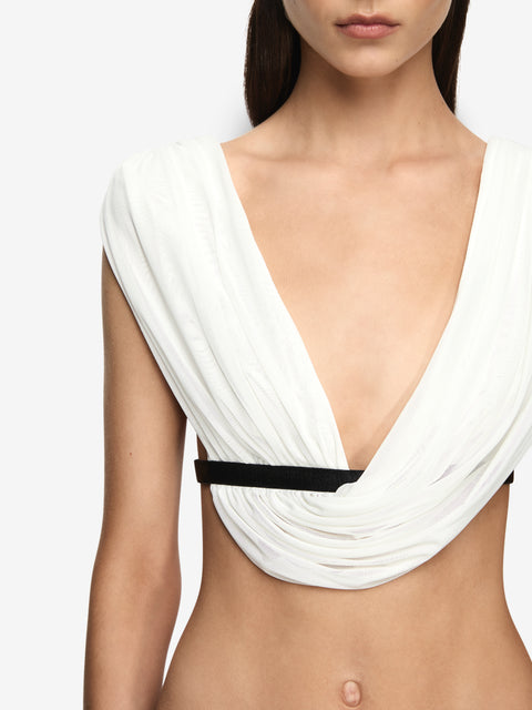 ANAYA DRAPE TOP - IVORY/BLACK