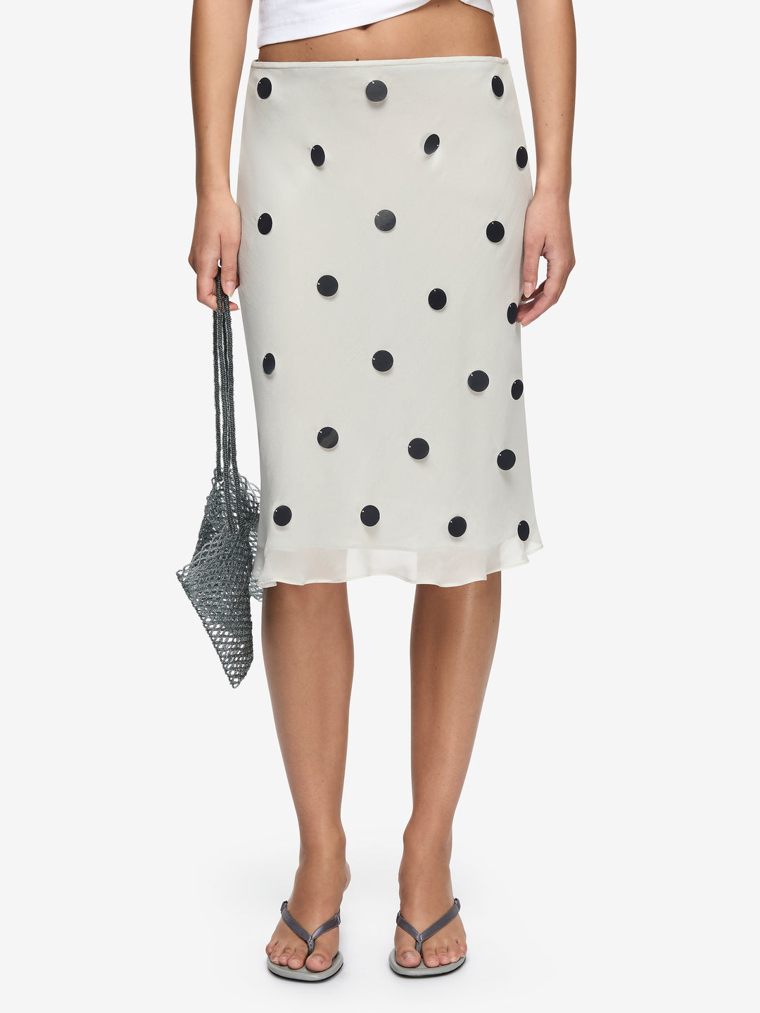REFLECTION MIDI SKIRT - SMOKE/SILVER