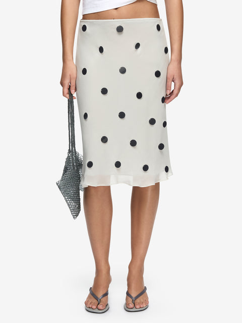 REFLECTION MIDI SKIRT - SMOKE/SILVER