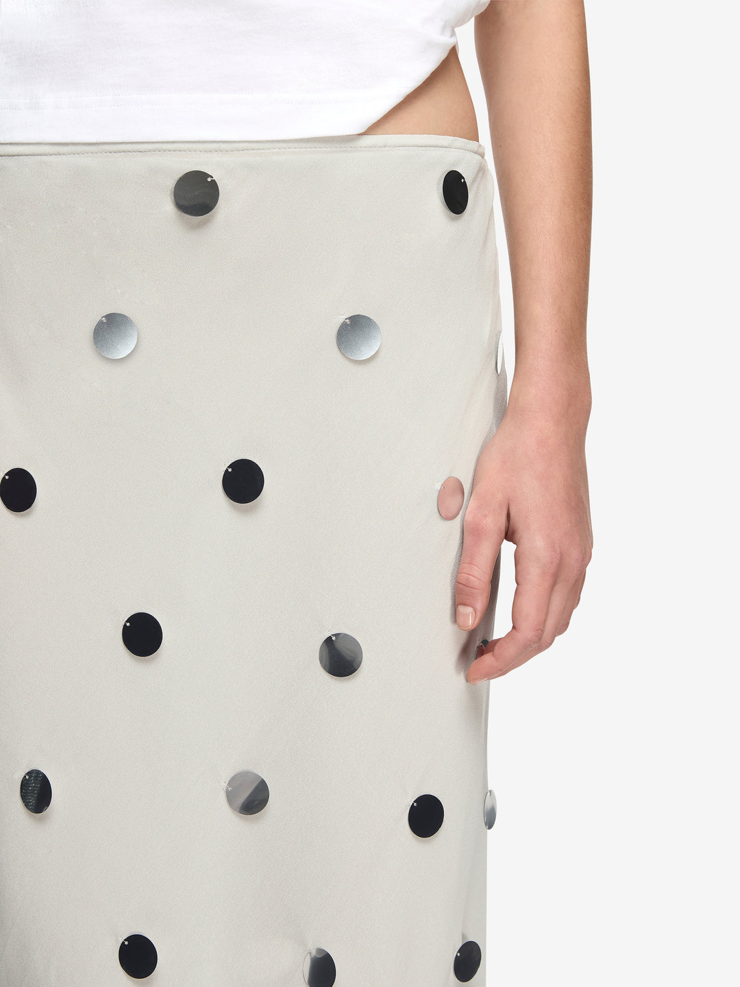 REFLECTION MIDI SKIRT - SMOKE/SILVER