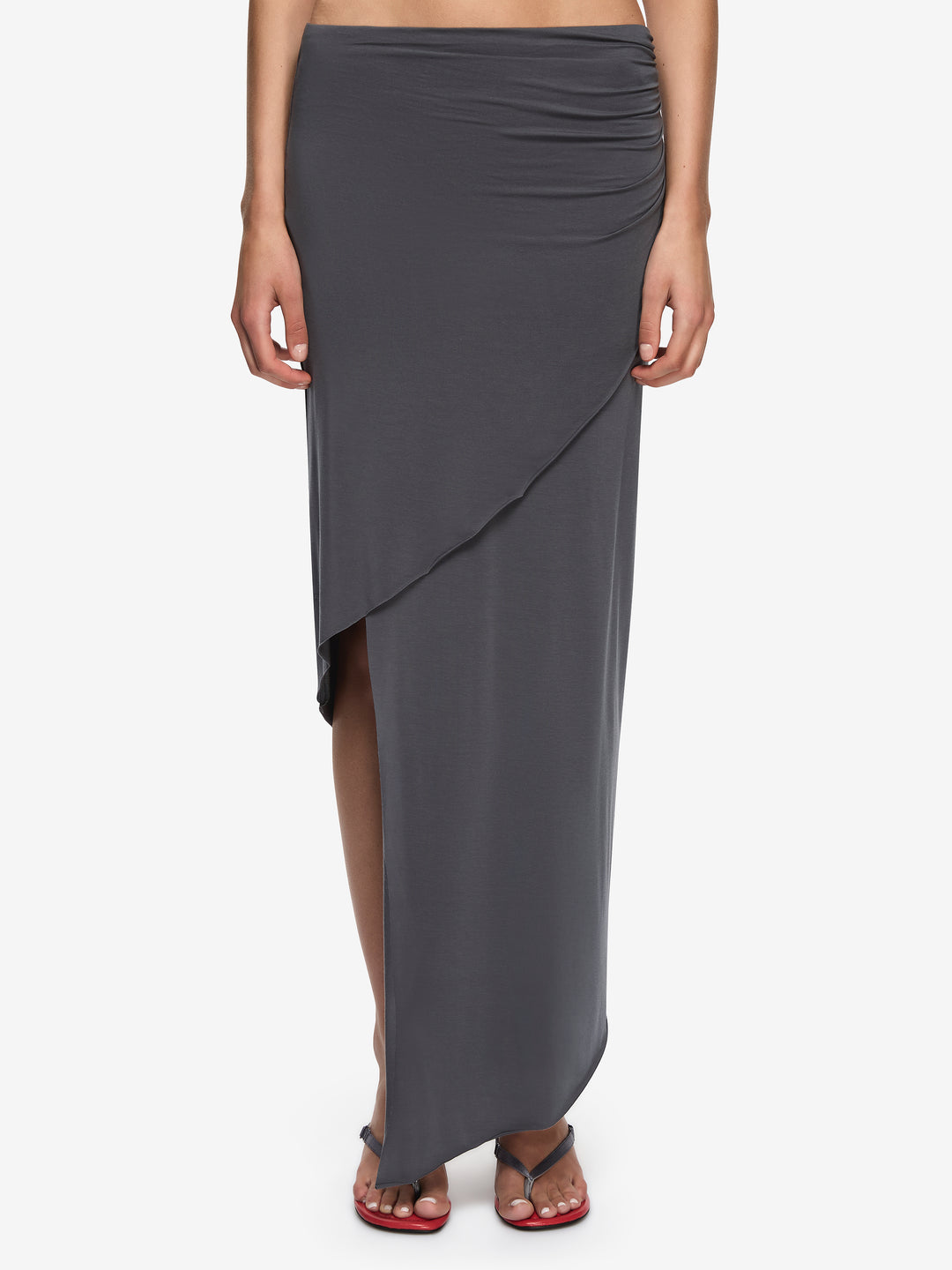 REN ASYM SKIRT - CHARCOAL