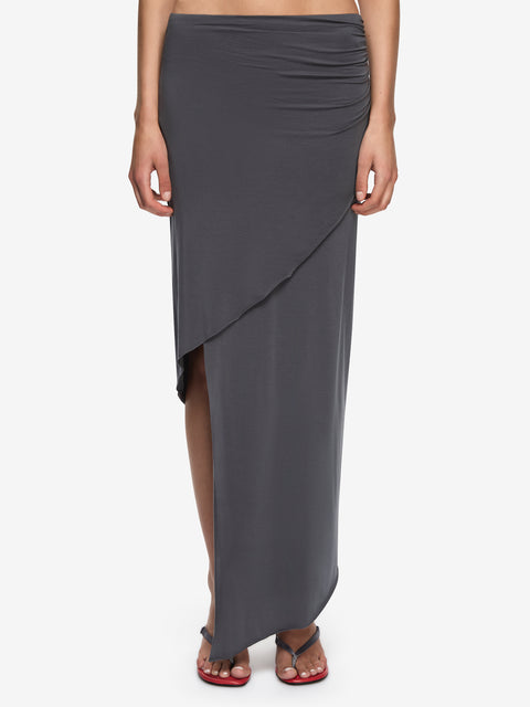 REN ASYM SKIRT - CHARCOAL