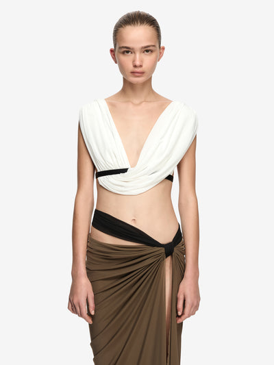 ANAYA DRAPE TOP - IVORY/BLACK