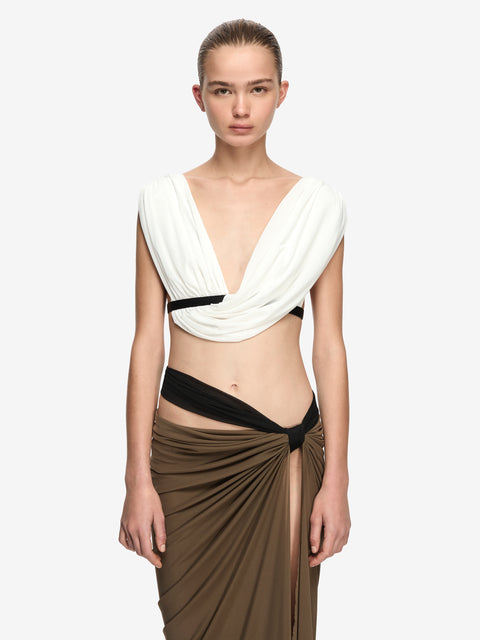 ANAYA DRAPE TOP - IVORY/BLACK
