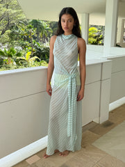 ALGARVE COWL NECK MAXI DRESS - MINT SLICE STRIPE