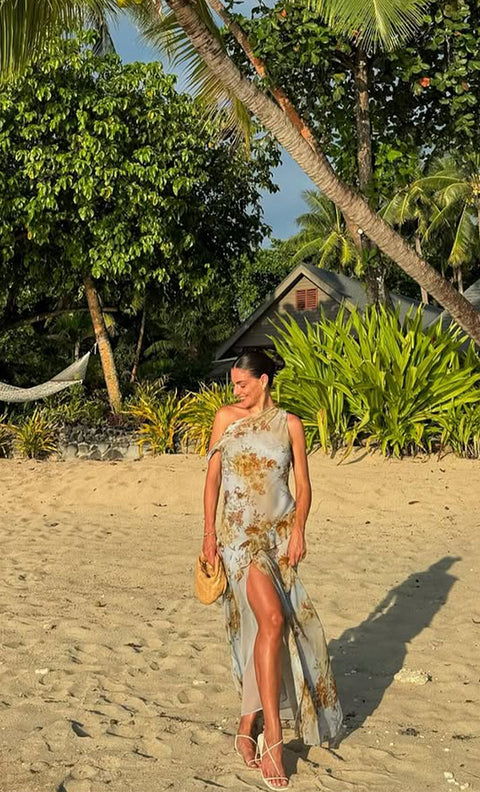 RAHNI ASYM DRESS - ANTIQUE DENIM FLORAL