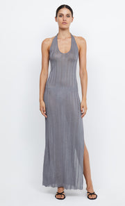CONNER HALTER MAXI DRESS - CHARCOAL