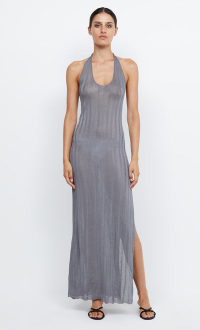 CONNER HALTER MAXI DRESS - CHARCOAL