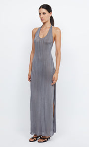 CONNER HALTER MAXI DRESS - CHARCOAL