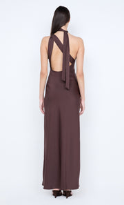 NYSSA MAXI DRESS - DARK CHOCOLATE