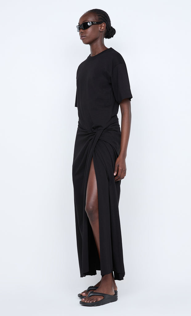 CYPRUS TWIST TEE DRESS - BLACK