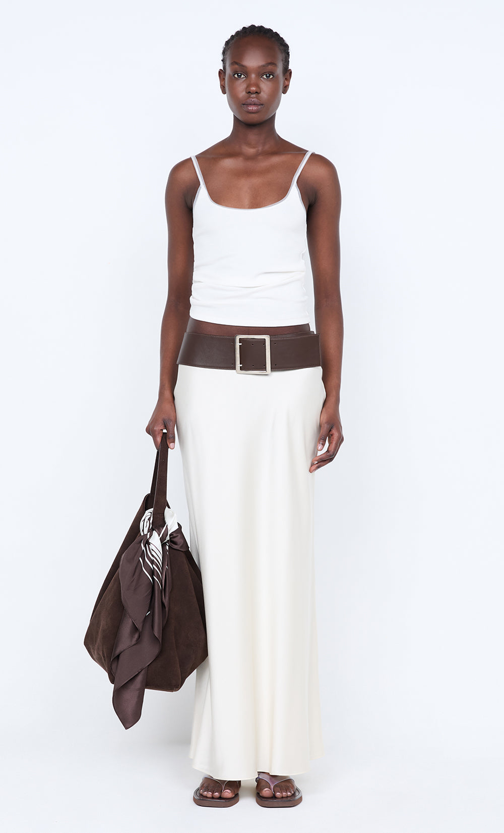 SILK BIAS MAXI SKIRT - CREAM