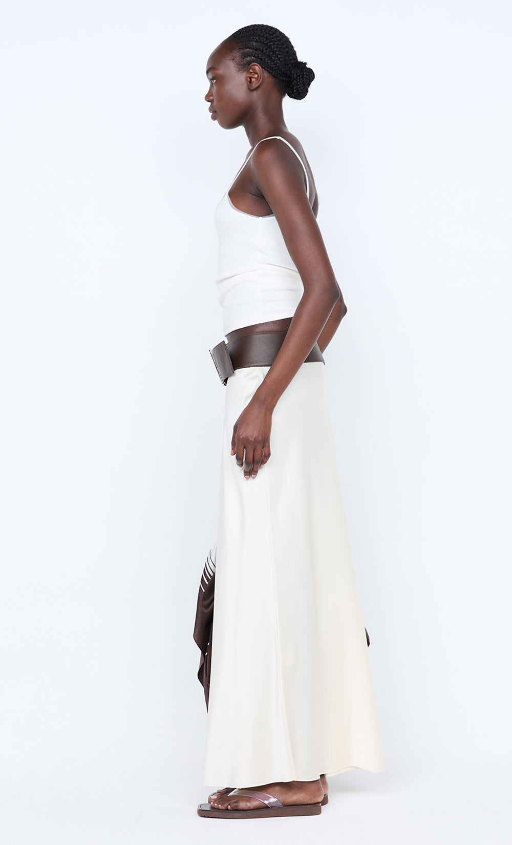 SILK BIAS MAXI SKIRT - CREAM