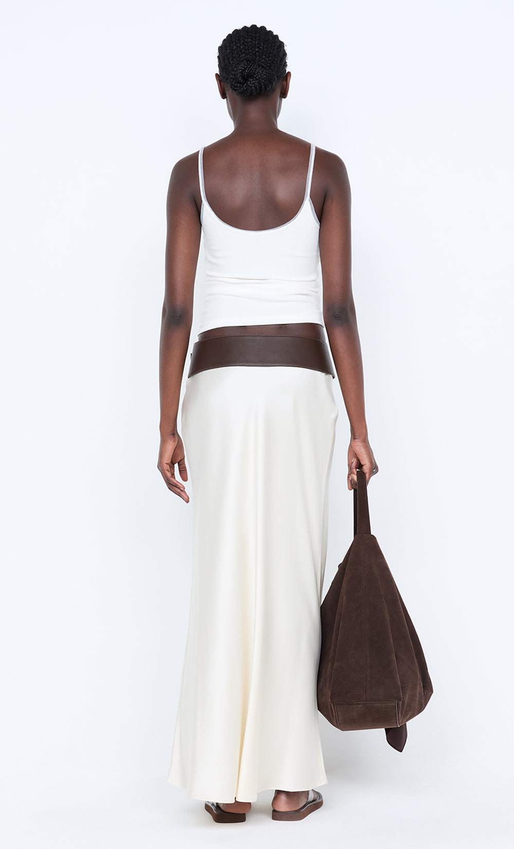 SILK BIAS MAXI SKIRT - CREAM