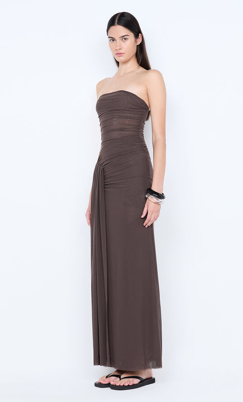IDA STRAPLESS DRESS - MILK CHOCOLATE