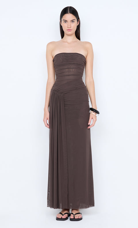 IDA STRAPLESS DRESS - MILK CHOCOLATE