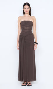 IDA STRAPLESS DRESS - MILK CHOCOLATE