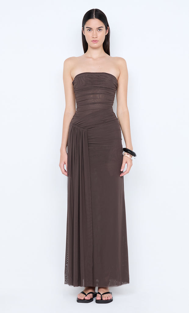 IDA STRAPLESS DRESS - MILK CHOCOLATE