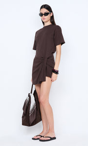 SIMI MINI DRESS - DARK CHOCOLATE