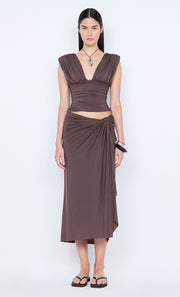 CLEMENTINE GATHERED TOP - MILK CHOCOLATE