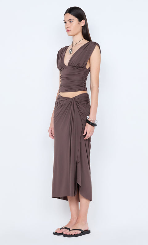 CLEMENTINE GATHERED TOP - MILK CHOCOLATE