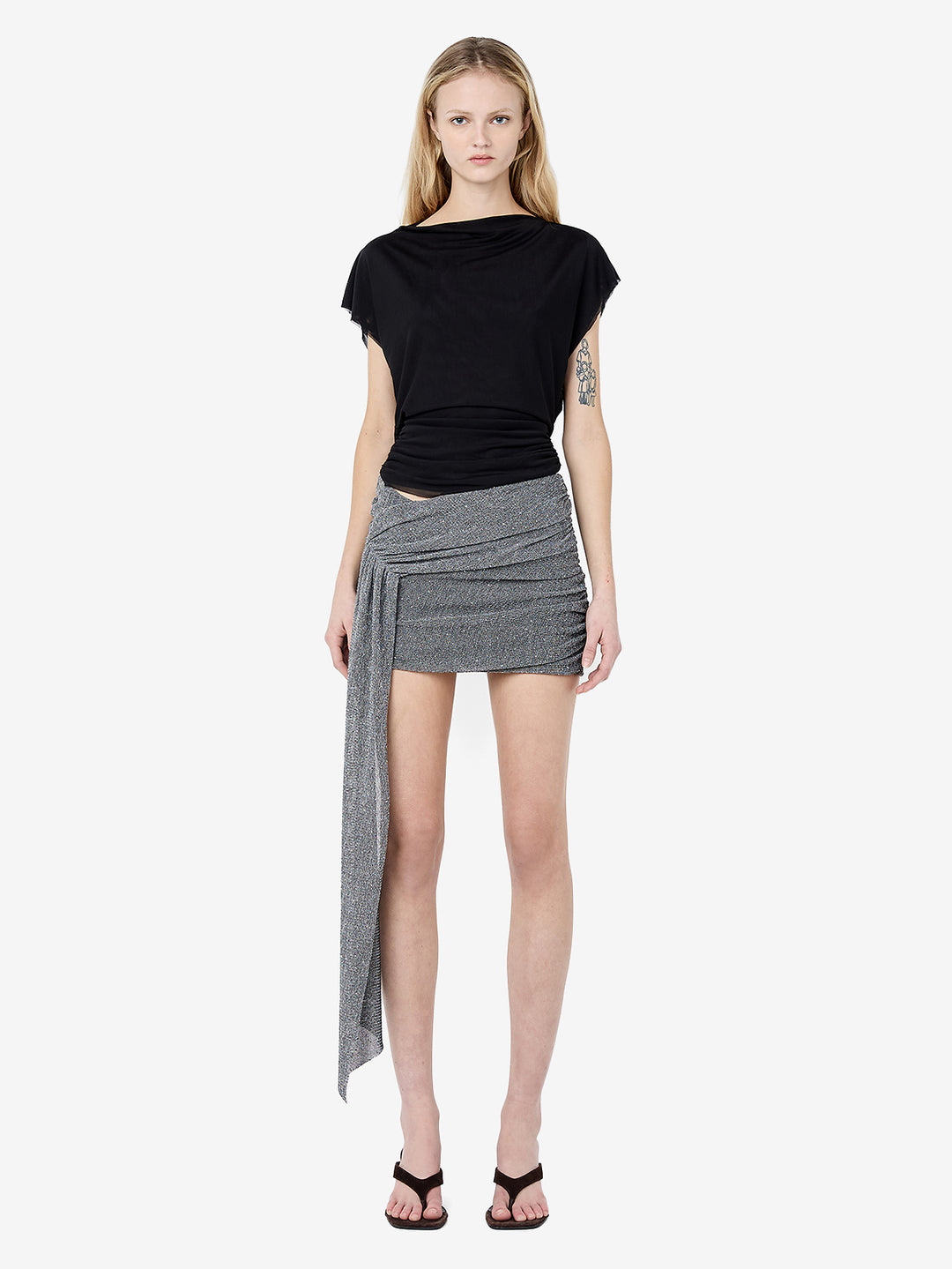 ASTRA DRAPE MINI SKIRT - CHROME