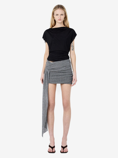 ASTRA DRAPE MINI SKIRT - CHROME