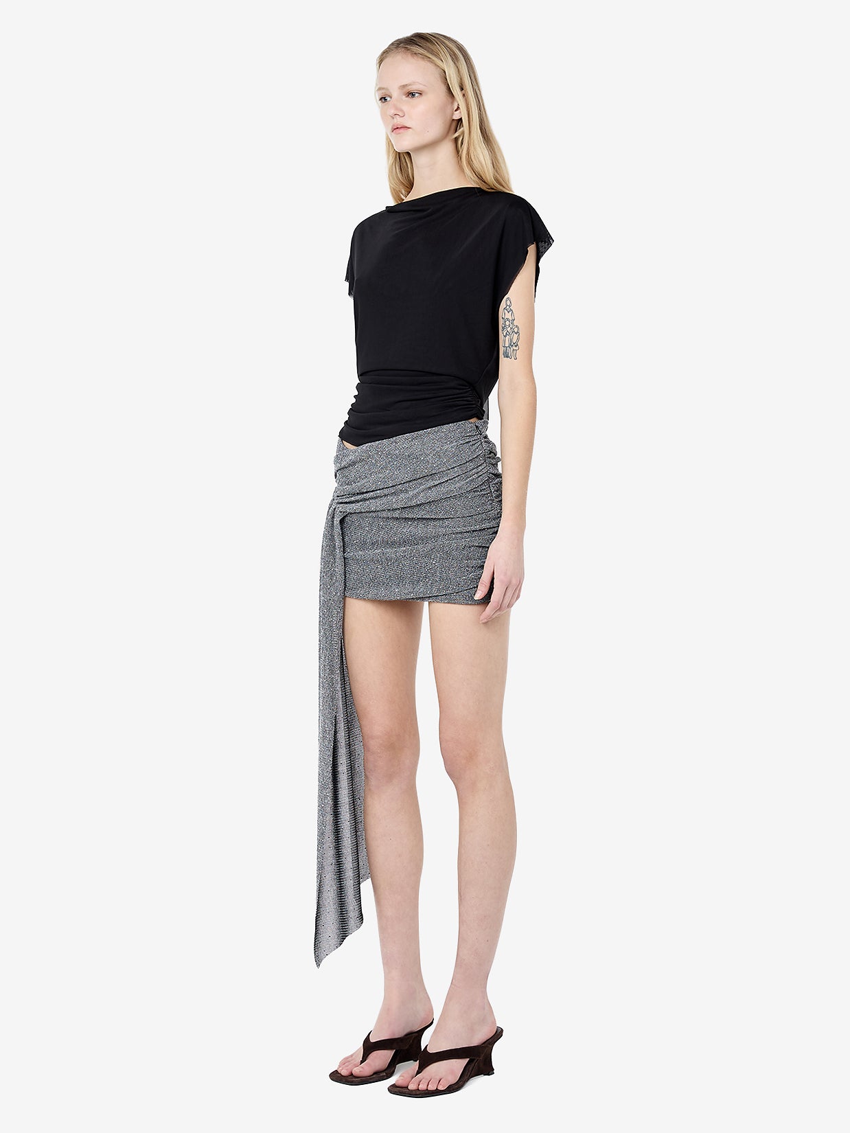 ASTRA DRAPE MINI SKIRT - CHROME - BEC + BRIDGE
