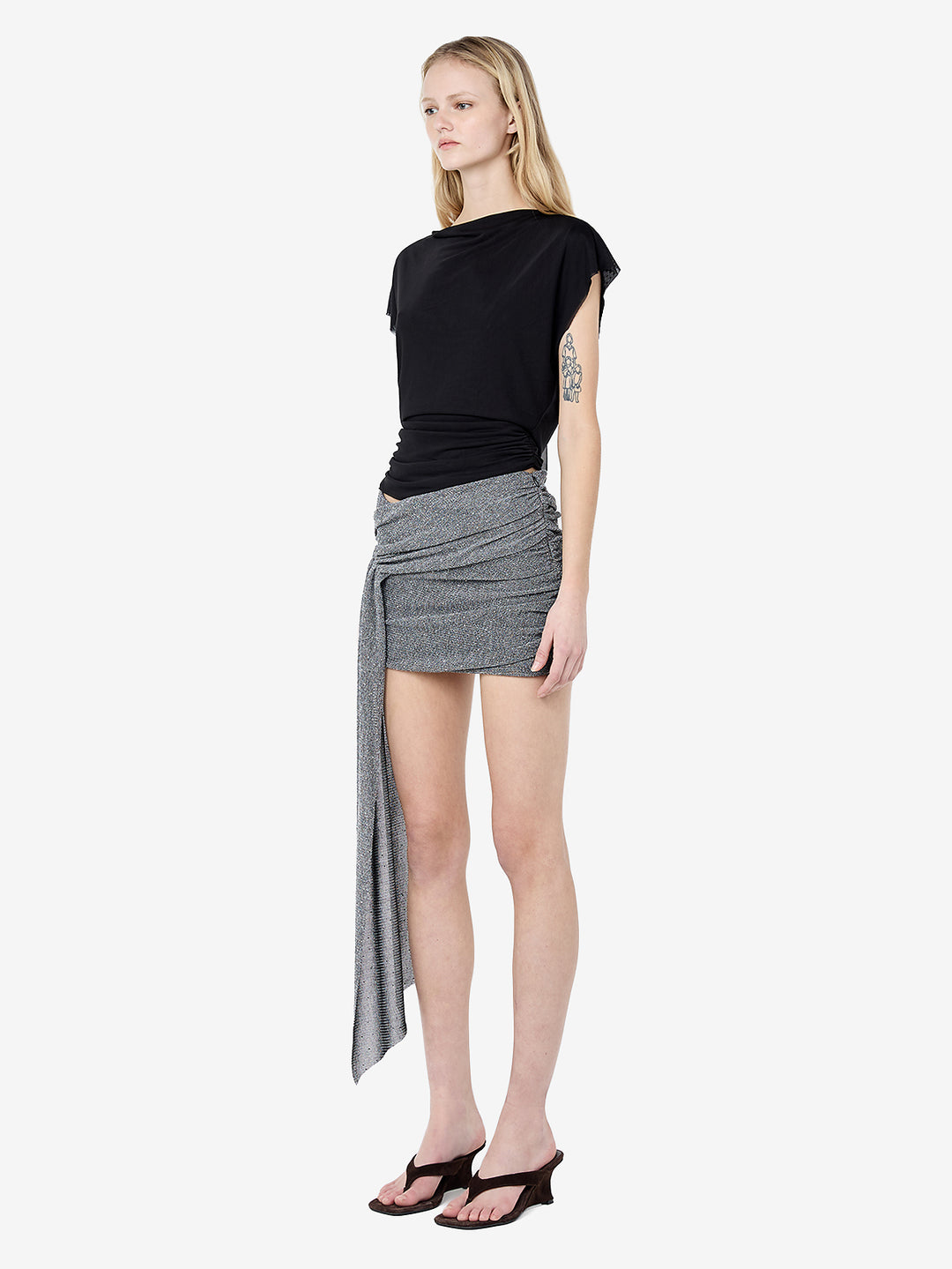 ASTRA DRAPE MINI SKIRT - CHROME